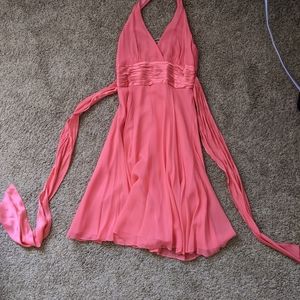 Hot pink halter formal dress